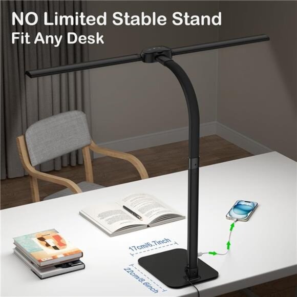 Desk Lamp with USB Charging Port for Home Office 24w Architect Remote Base Dual - Picture 4 of 7